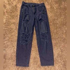 American Eagle Black Ripped Mom Jeans
